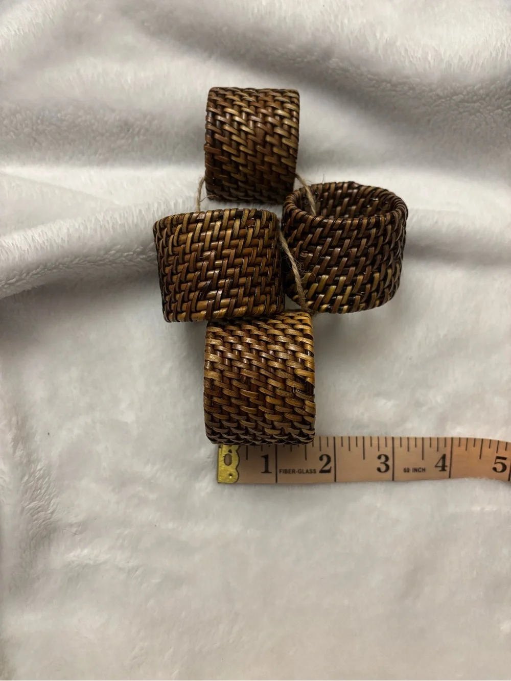 Handwoven Rattan Napkin Rings - Set of 4 - Boho Tablescape NWOT